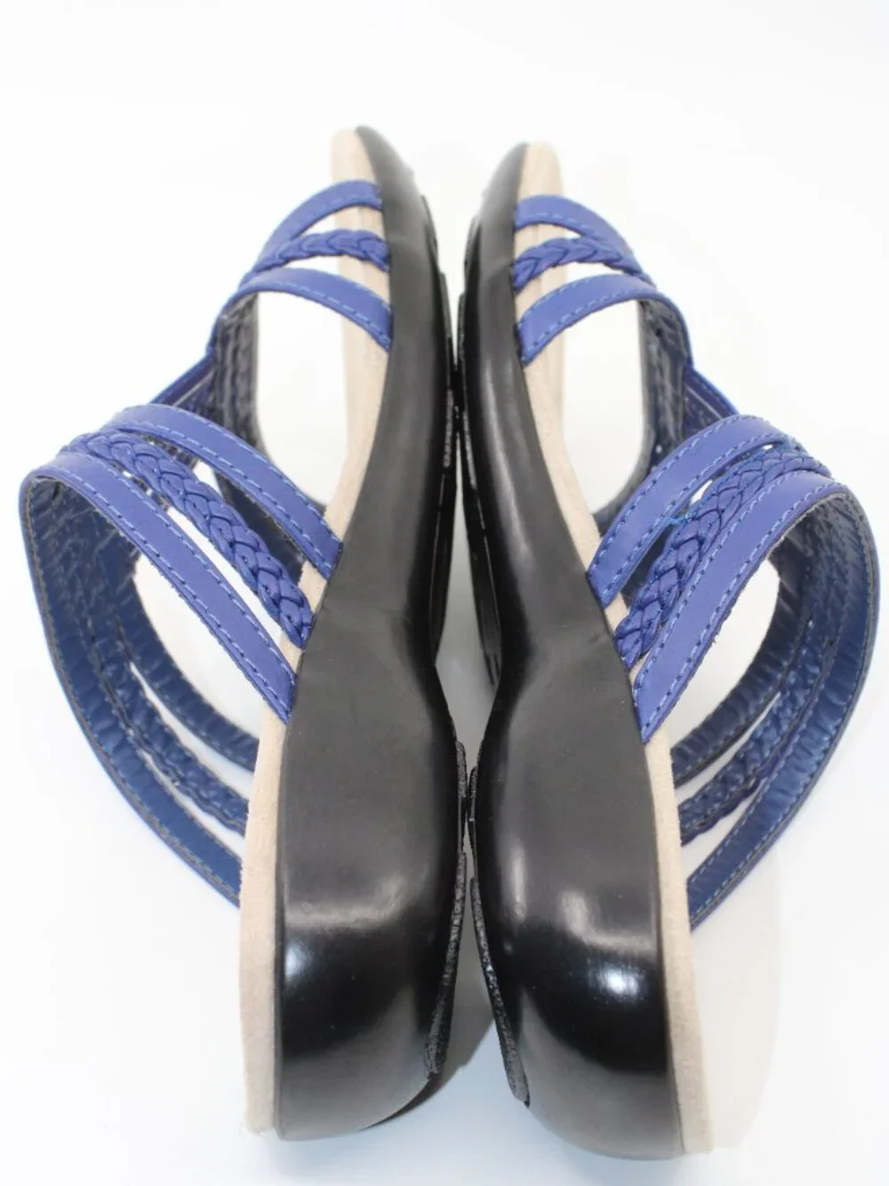 Croft &Barrow NWT Women Sandals Navy 8M Slip on Cushion Casual Open Toe Wedge